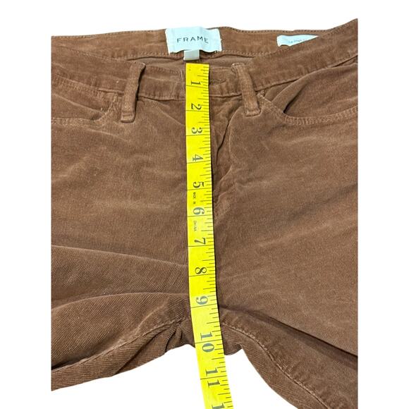 FRAME Denim Brown Velvet High Waist Skinny Pants Sz 26 Designer Luxury - Picture 7 of 14